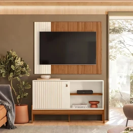 COMBO RACK PANEL WOOD 1.2 CINAMOMO MIEL/PEROLA METALIZ
