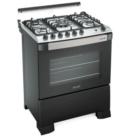 COCINA A GAZ 5H MUELLER DECORATTO MESADA INOX NEGRO