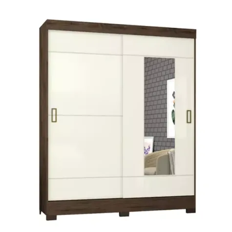 ROPERO 2P BRIZ B66 CORREDIZO CASTAÑO OFF WHITE