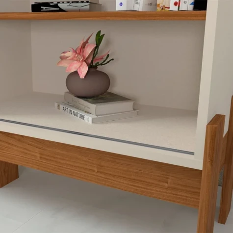 COMBO RACK PANEL WOOD 1.2 CINAMOMO MIEL/PEROLA METALIZ